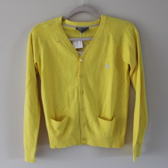 NWT Bonpoint Boys Long Sleeve Linen Blend Cardigan Sweater Yellow 12